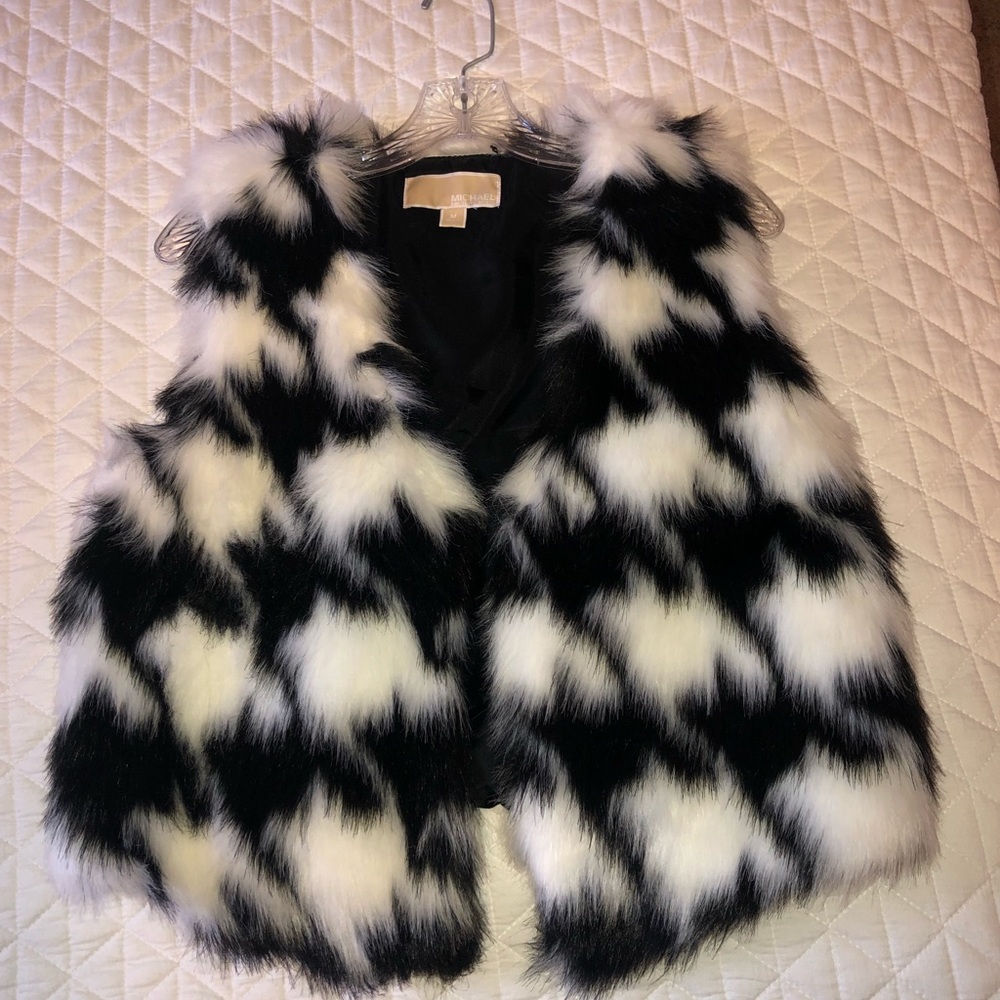 Michael Kohrs Black and White Faux Fur Vest